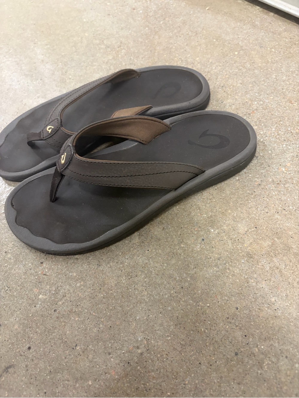OluKai Men's Brown and Dark Brown Flip-Flop Sandals